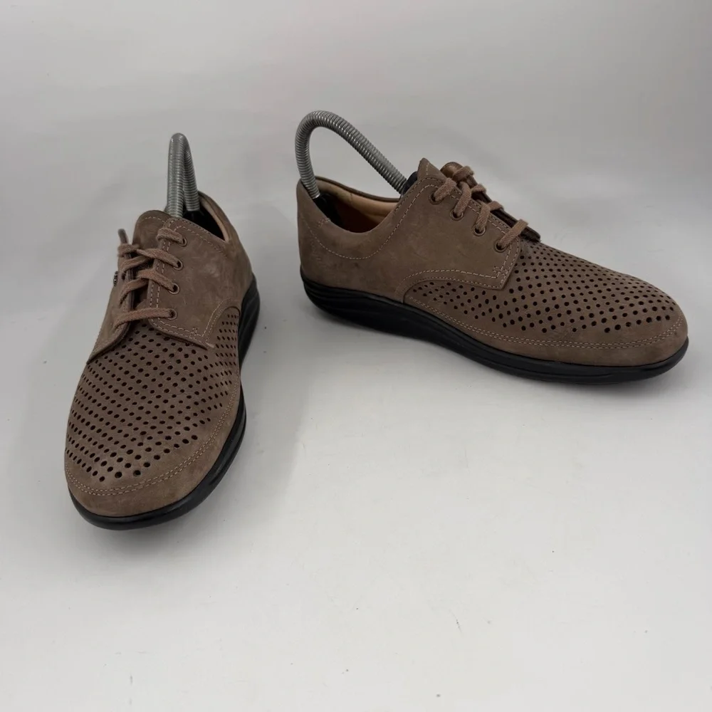 Finn Comfort Women’s Harajuka Finnamic-SZ 7.5-Taupe Leather Flat Oxford Shoe